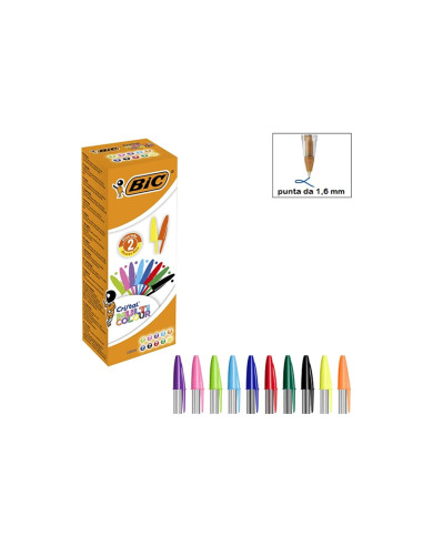 Penna bic cristal large fashion colours cf.20 pezzi